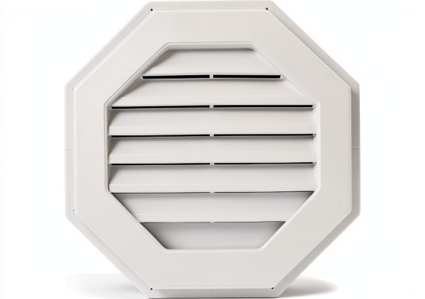 Suntown 22" Octagon Functional Gable Vent with Screen - 2 Piece Construction - White-0