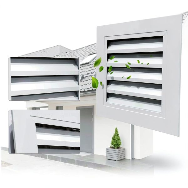 Gable Vent White Aluminum 10x10 Square Louvered Cover by CuteHook-2