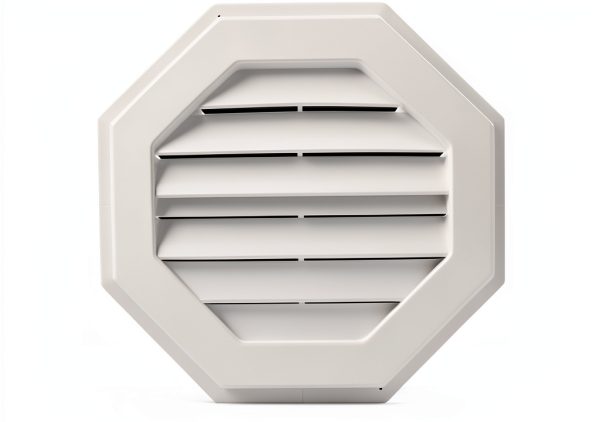 Suntown 22" Octagon Functional Gable Vent with Screen - 2 Piece Construction - White-1