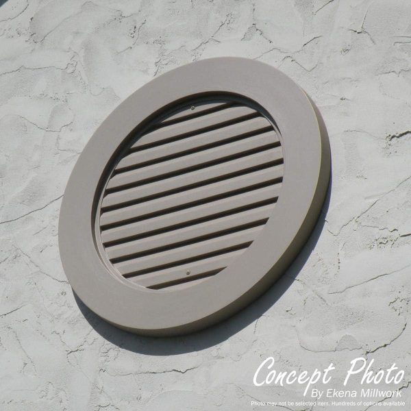 Ekena Millwork 12"W x 12"H x 1 1/8"P, Round Gable Vent Louver, Functional, Factory Primed White-3