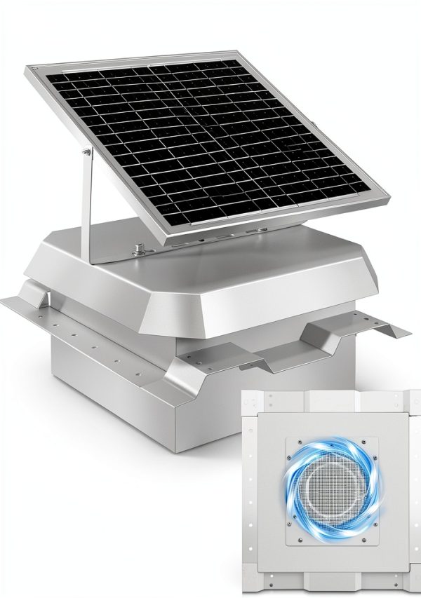 Solar Roof Fan Krysolad 3.5” Ribbed Conex Container Roof Vent White-0