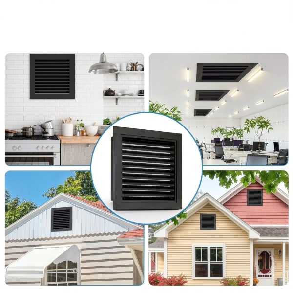 Zepoty 20x20 Aluminum Gable Vent – Black 18x18 Paintable-6