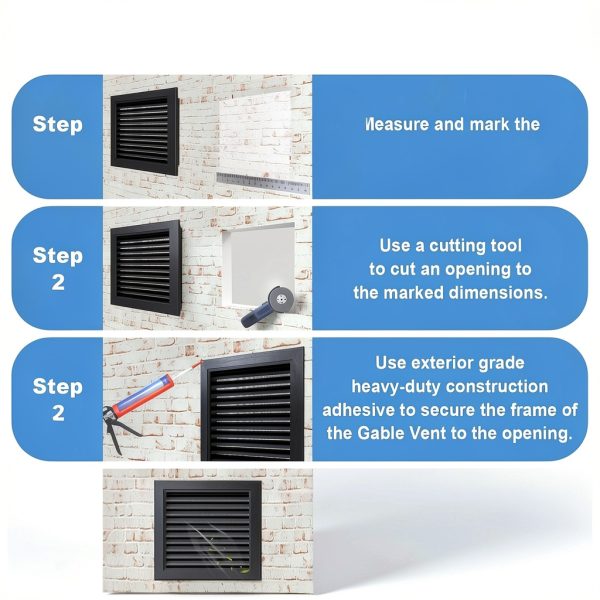 Zepoty 20x20 Aluminum Gable Vent – Black 18x18 Paintable-5