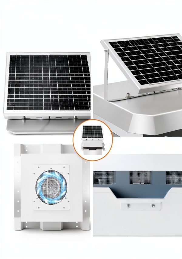 Solar Roof Fan Krysolad 3.5” Ribbed Conex Container Roof Vent White-4